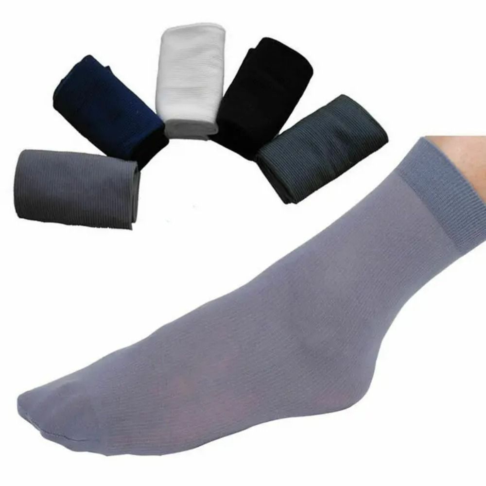 Silk Sock Bamboo - 10足組 カジュアル 通気性 メンズ アイスシルクソックス ソフトで伸縮性のある無地ビジネスソックス