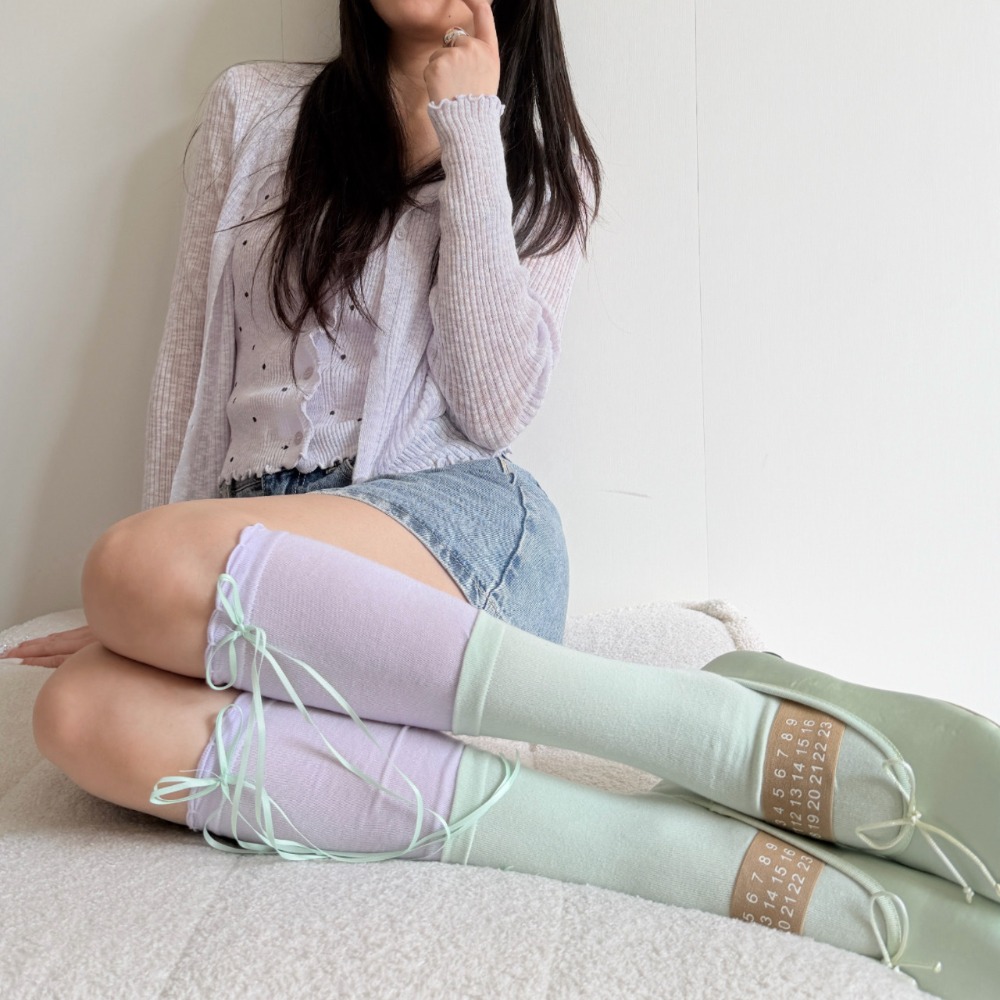 スイートバレエコアカラーブロックのゆったりとしたミッドカーフ - Boot Sock Slouchy のレビューと価格