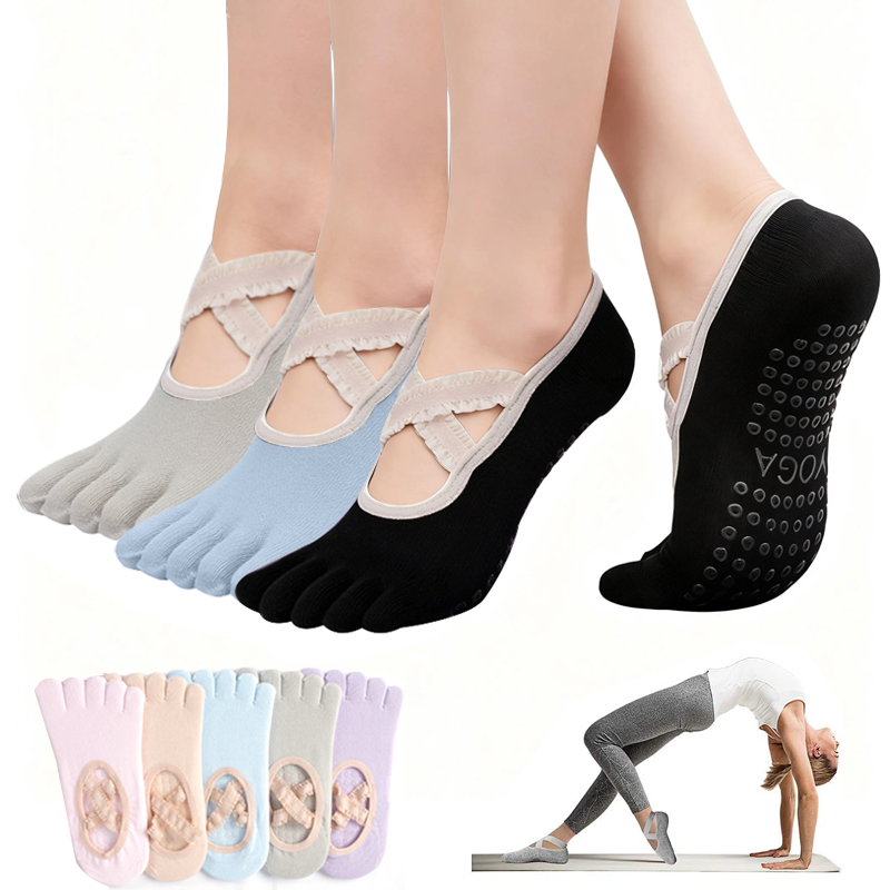 レディースノンスリップピラティスソックス女性レース包帯ヨガソ - No Show Sock Women のレビューと価格