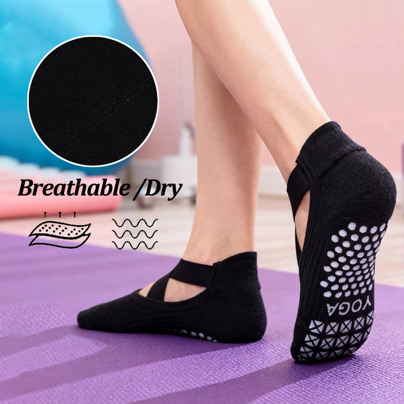 女性ノンスリップヨガソックスシリコーン屋内綿包帯バックレスピ - No Show Sock Women のレビューと価格