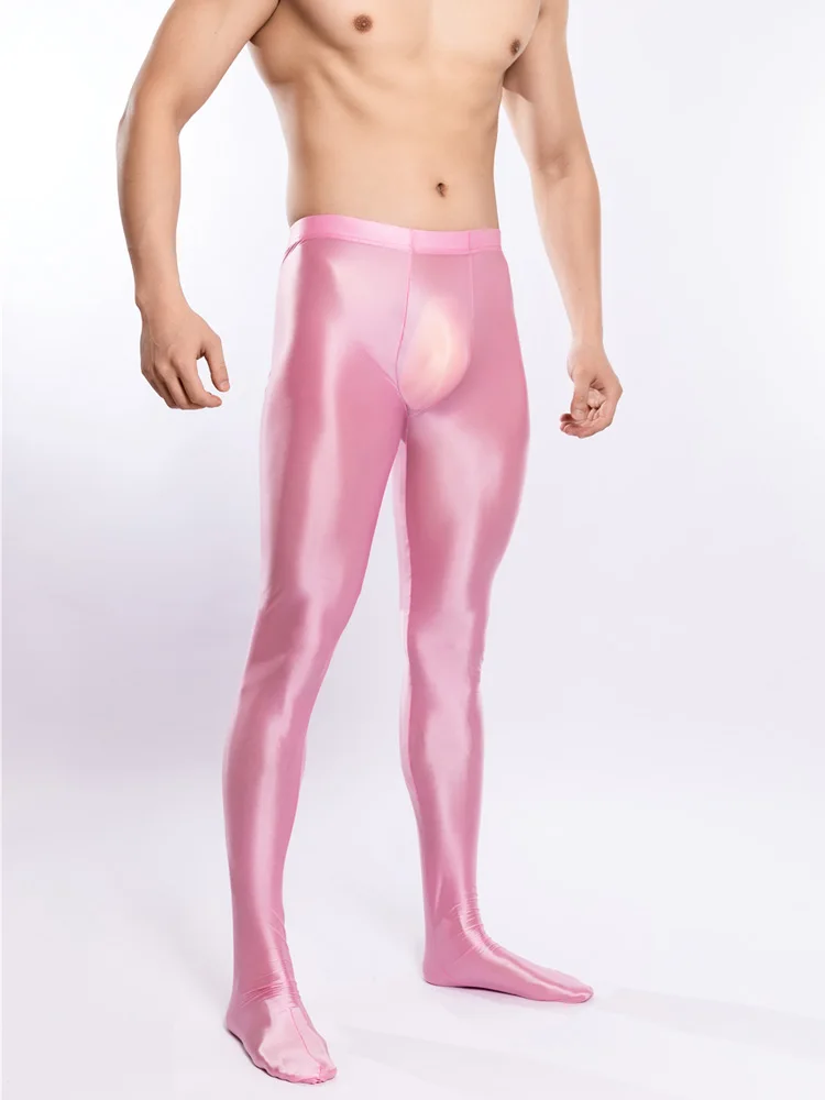 メンズフィットネスヨガレギンスオイル光沢のあるキャンディーカ - Tights Pantyhose Sheer のレビューと価格